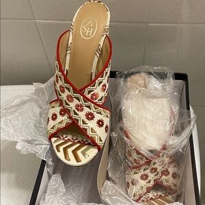 Ash Women's Embroidered Mules - Red and Cream, Size 38
